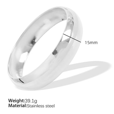 1 Stück Simple Series Einfache einfarbige Edelstahl-Armreifen mit 18 Karat Goldbeschichtung für Damen h5 